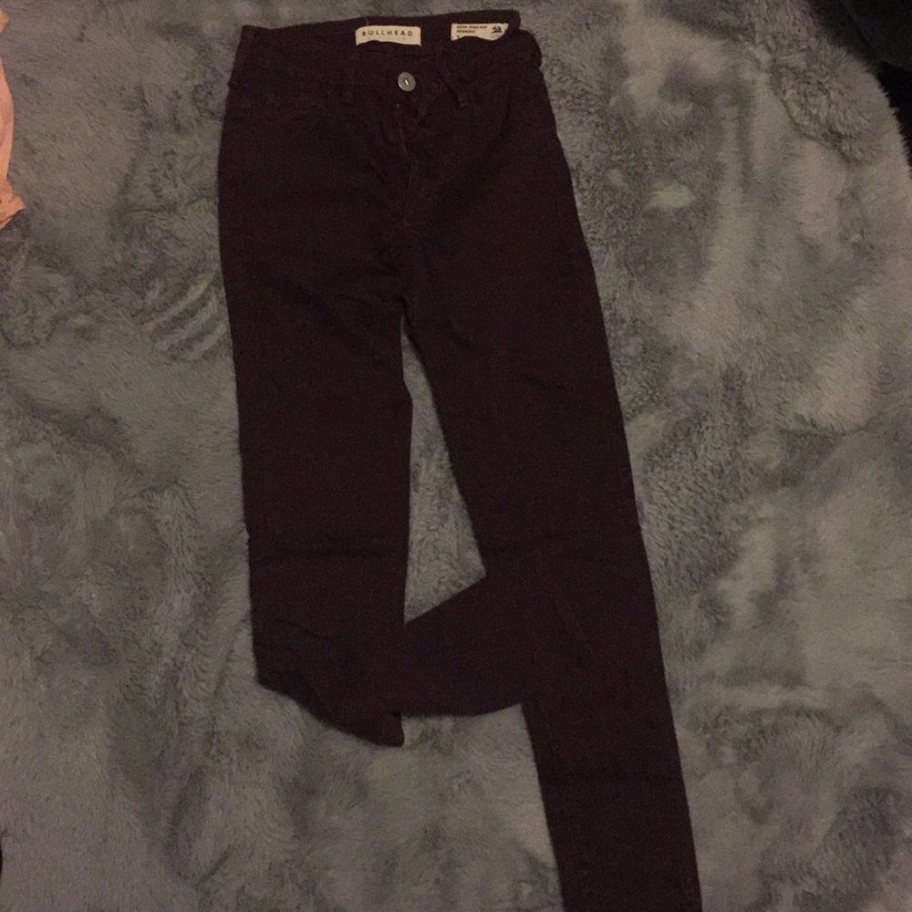 Burgundy high rise skinny jeans